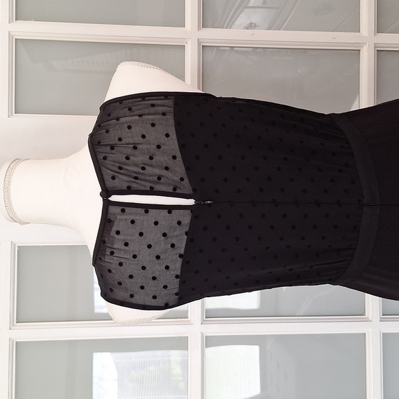 LOFT Black Polka Dot Layered Sheath Dress - Picture 7 of 14